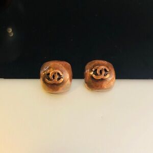 Chanel Authentic Copper Like Stud CC Earrings